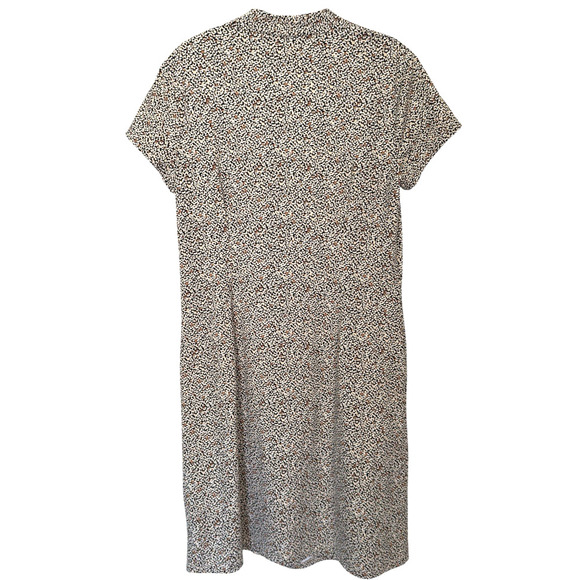 J. McLaughlin Catalina Cloth Geo Print Dress Sz L Short Sleeve Black Brown Tan - Picture 2 of 6